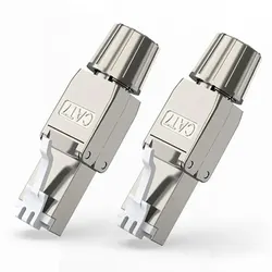 ZOERAX Cat7 Cat6A RJ45 Connector 2-Pack, Tool-Free Zinc Alloy Shielded Ethernet Termination Plugs for Cat7