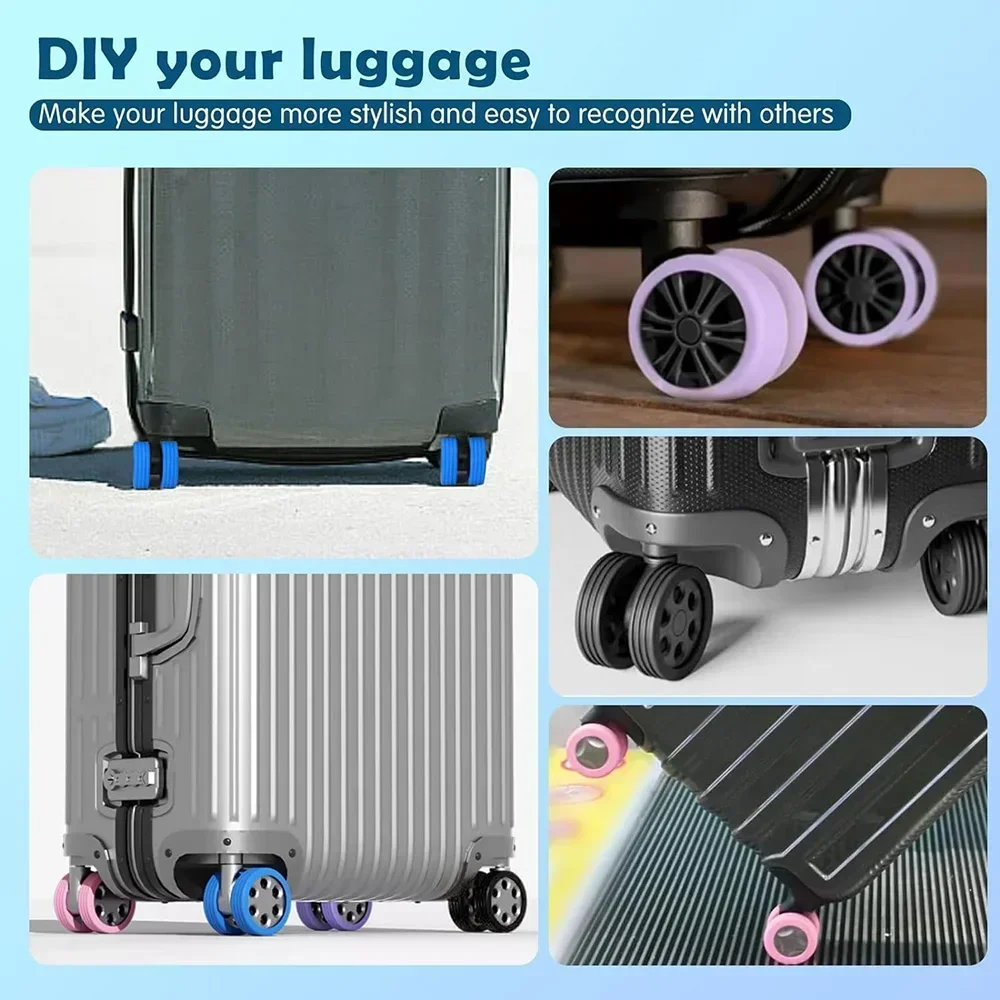 16PCS New Luggage Wheels Protector Silicone Wheels Caster Shoes Travel Luggage Suitcase Reduce Noise Wheels Cover Accessories