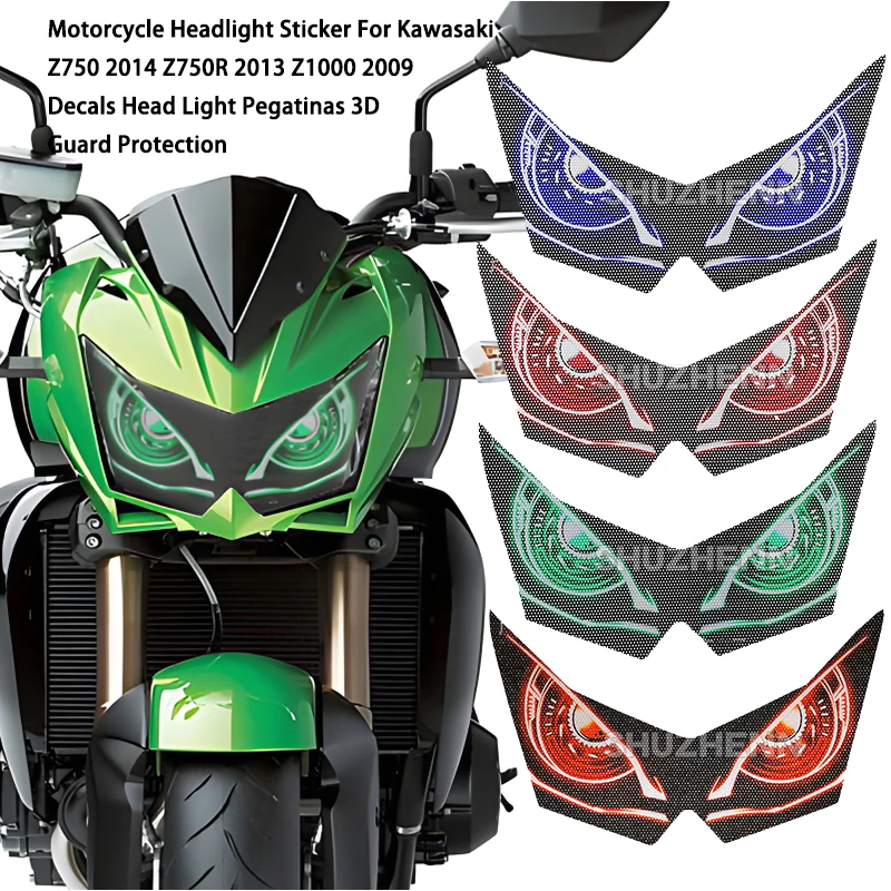 

Motorcycle Headlight Sticker For Z750 2014 Z750R 2013 Z1000 2009 Decals Head Light Pegatinas 3D Guard Protection