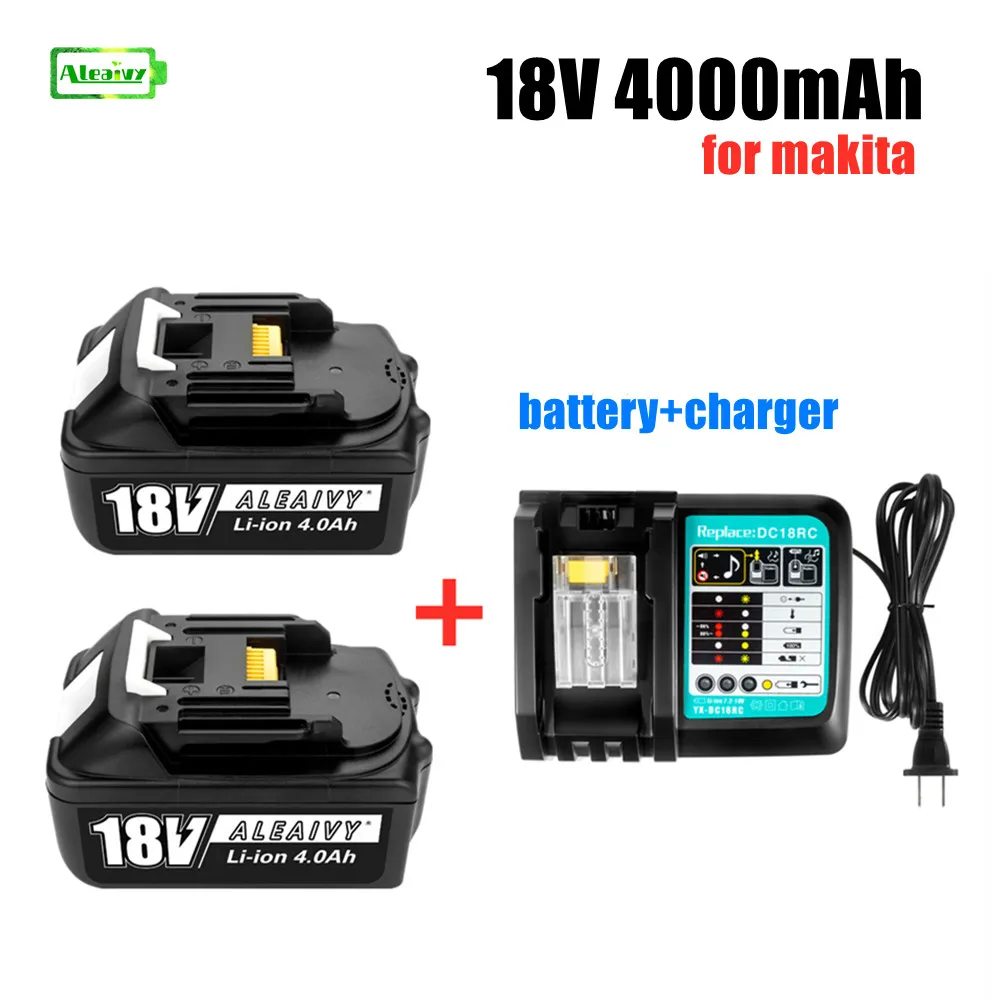 BL1860 rechargeable battery 18V 4000mAh with DC18RC charger, applicable to Makita BL1840 BL1850 BL 1830 BL1860B LXT400