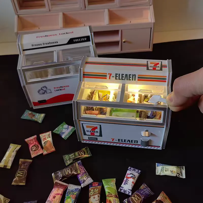 New Magnetic Refrigerator Sticker Mini Horizontal Freezer Model Fridge Magnets Dollhouse Miniature Refrigerator Supermarket Toy #1