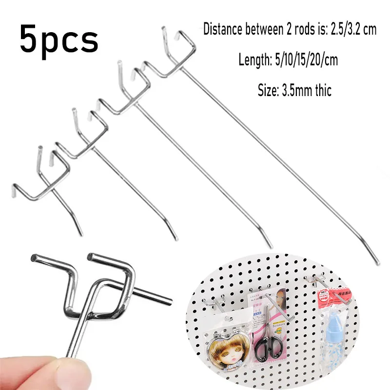 5pcs utility Metal Grid Wall Storage Racks Pegboard Hooks Display Hooks Retail Shop Peg Goods Shelf Panel Hangs Fits Workshop