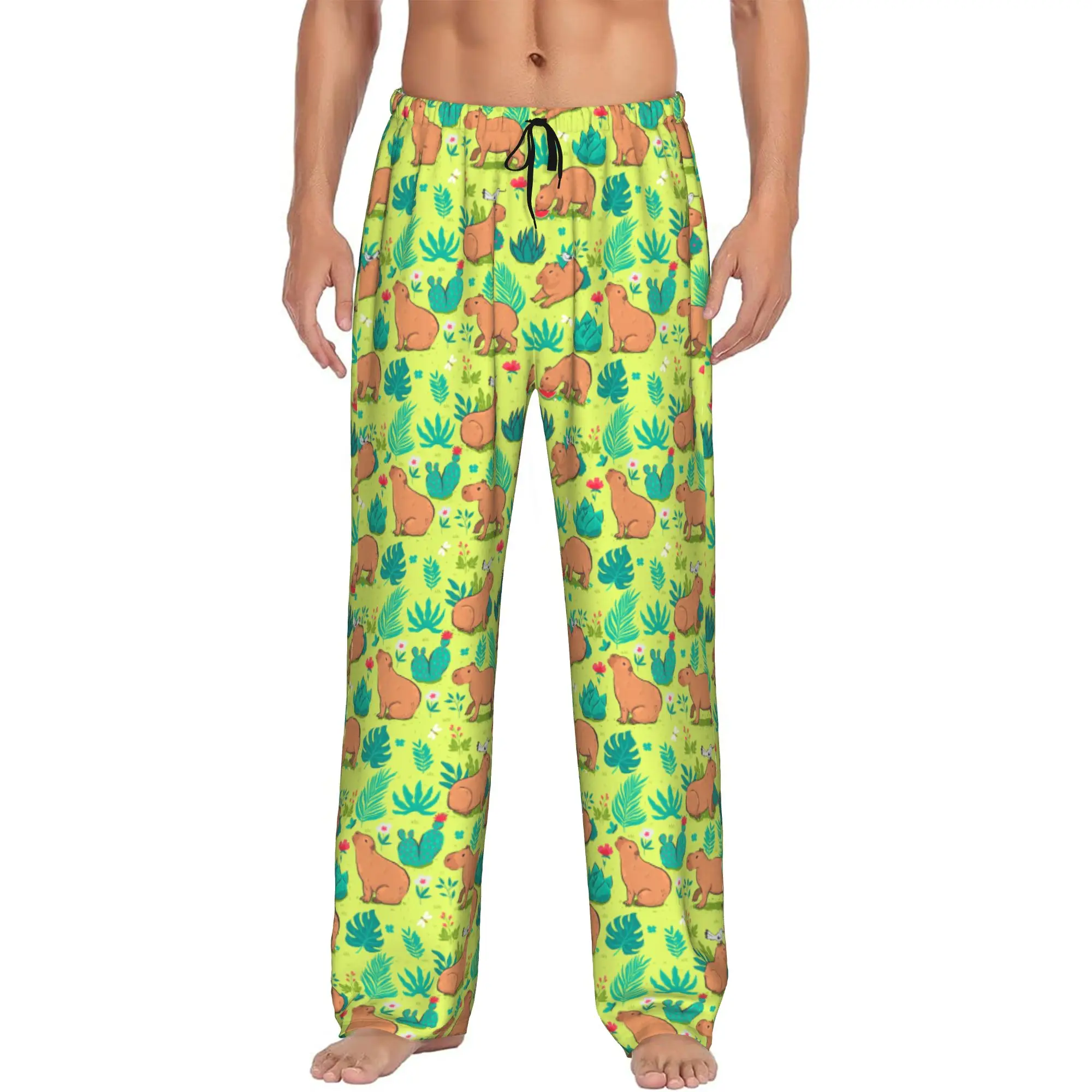 Custom Capybara  Pajama Pants Men's  Sleepwear Lounge Sleep Bottoms Stretch with Pockets