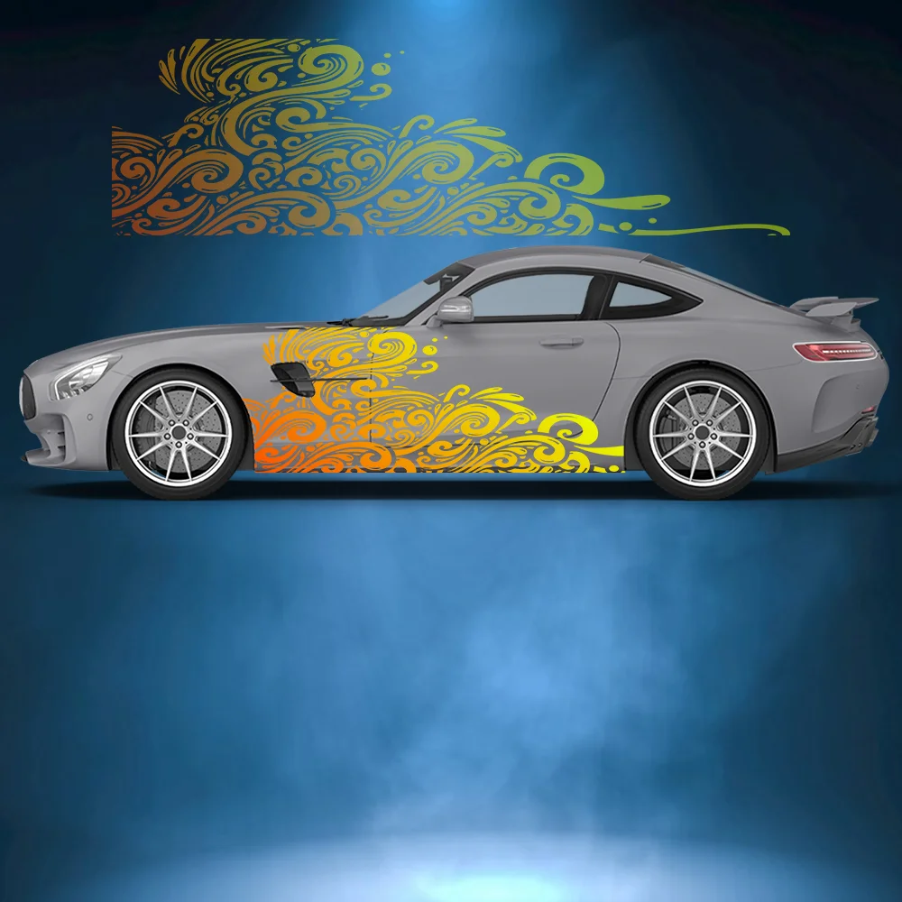 

Waves Bohemian Mandala Flower Car Side Sticker Vinyl Self-adhesive Paper Motorsport Paint Decal Suitable for Truck Suv Decor