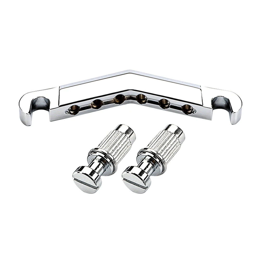 

Metal Bridge V-Shaped Chrome GA130 Stable Sound Intonation Durable Electric Guitar Parts Replacement Tailpiece Guitar