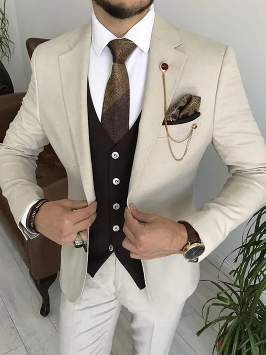 

Customized Men's Suit Notch Lapel Groom Tuxedos Jacket Blazers Halloween Costume Elegant For Luxury Man Suit's For Wedding 5118