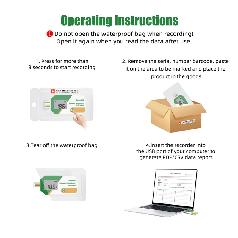 -RRKK شاشة ديجيتال USB مسجل بيانات درجة الحرارة 32000 نقطة سعة مسجل درجة الحرارة القابل للتصرف مسجل تقرير PDF