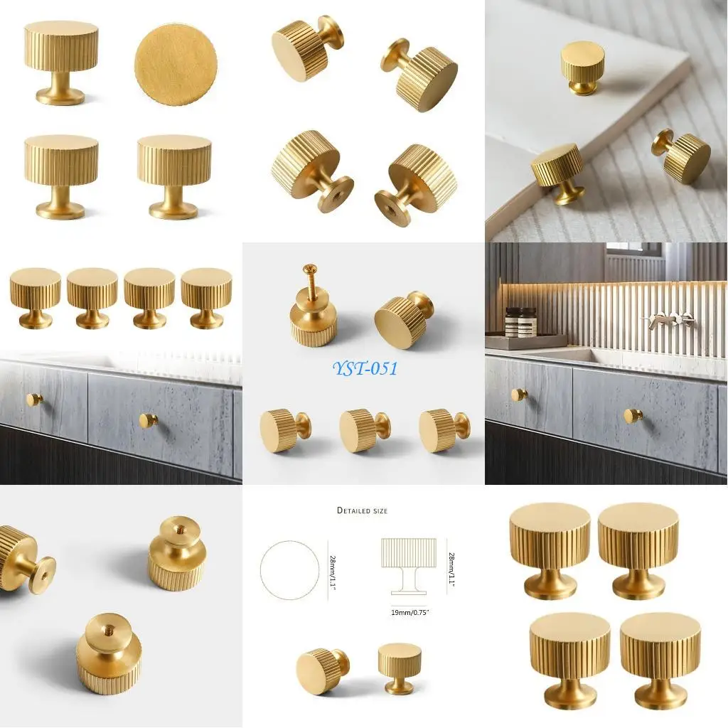 

E15A Brushed Gold Brass Pulls Wardrobes Door Handles Heavy Duty Handles Simple Installation for Kitchen Cabinets & Dressers