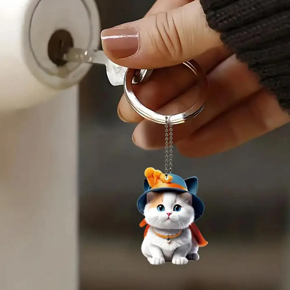 Cat Pendant Decoration Expressive Cat Shape Cat Hanging Ornament with Lanyard Animal-shaped Christmas Tree Pendant Car for Easy