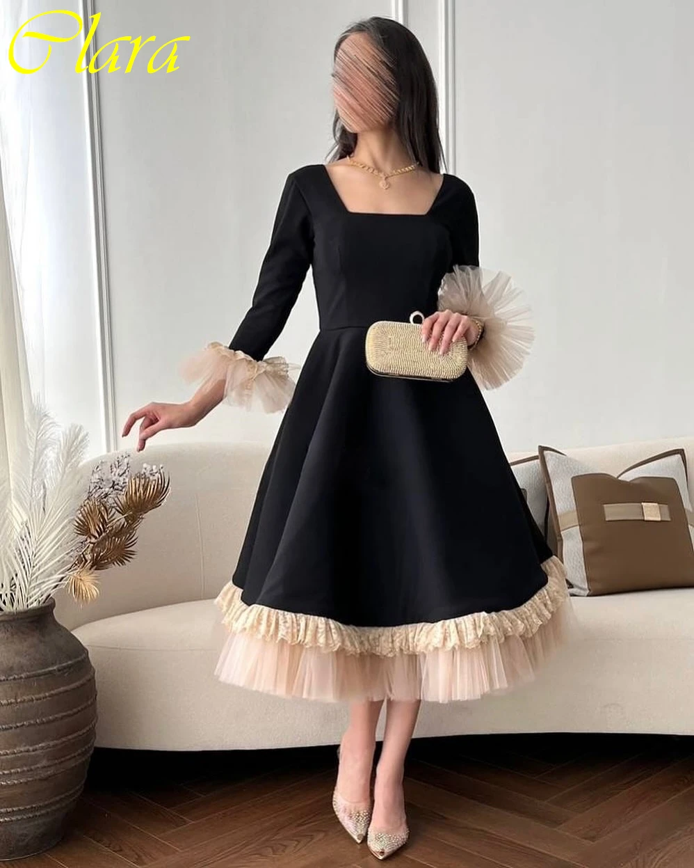 

Customized A-Line Square Collar Elegant Formal Evening Dress Fashion Bespoke Occasion Gowns Delicate Temperament Prom Dress