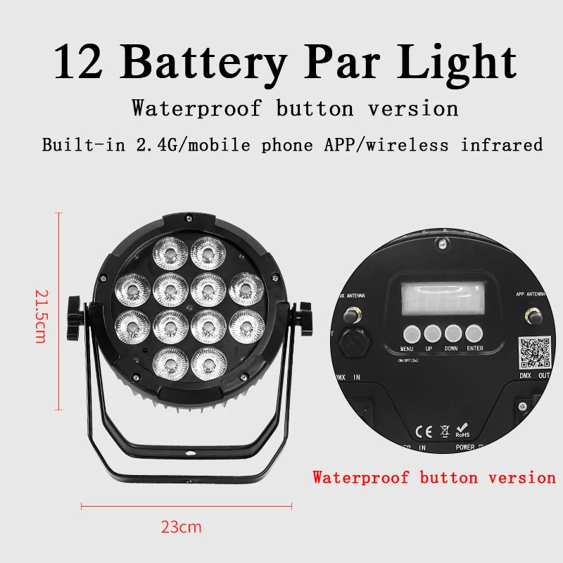 2025 12 Waterproof Battery Par Light 6 in 1 Wireless Mobile Phone Control Outdoor Wedding Stage Lighting