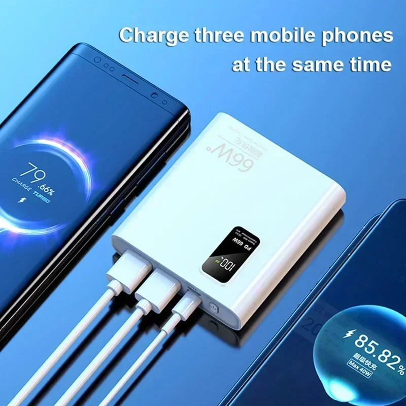 66W Super Fast Charging Power Bank Portable Mini 20000mAh Charger Digital Display External Battery Pack for iPhone Xiaomi