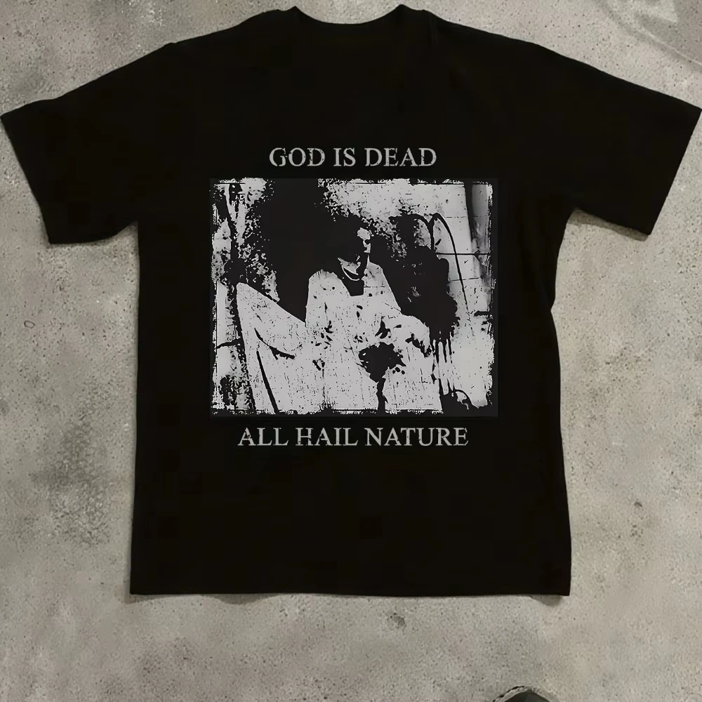 T-shirts graphiques God Is Dead - T-shirts à thème horrifique nihiliste et misanthropique, coupe régulière, manches courtes