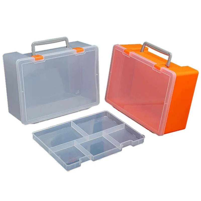 

Transparent Hand-Held Double-Layer PP Plastic Box Toy Storage Box Toolbox Parts Classification Packaging Box Universal Box