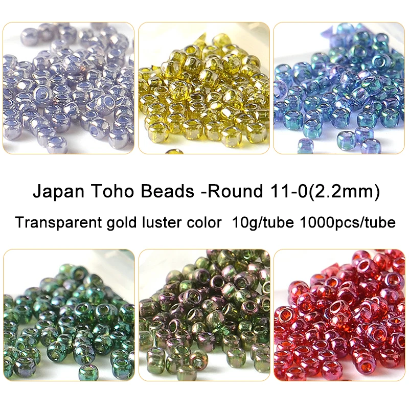 11/0 Japan TOHO Round Beads 2.2mm Transparent gold Color Luster 10g Glass Seed Bead For Needlework Handemade Jewelry Making