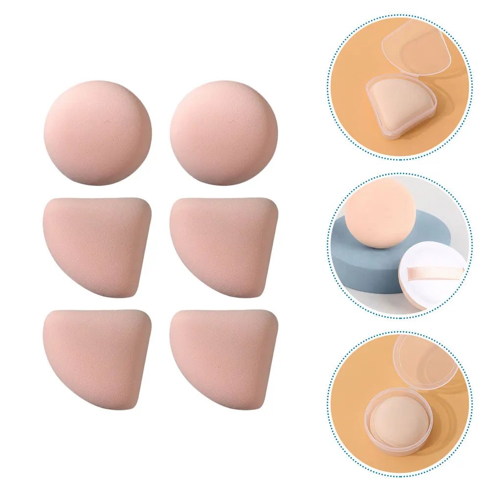 Bouffée de poudre en forme d'éventail, Pva de haute qualité, double usage, humide et sec, accessoires de maquillage, outil de beauté naturel exquis pour tous les jours, 6 pièces