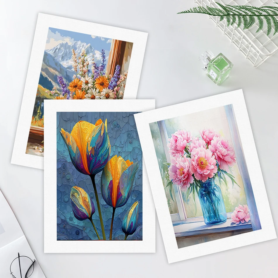 

SDOYUNO Simple Painting By Numbers For Beginner 20X30cm Flowers Acrylic Paints Canvas Oil Color Markers Drawing Home Decoration