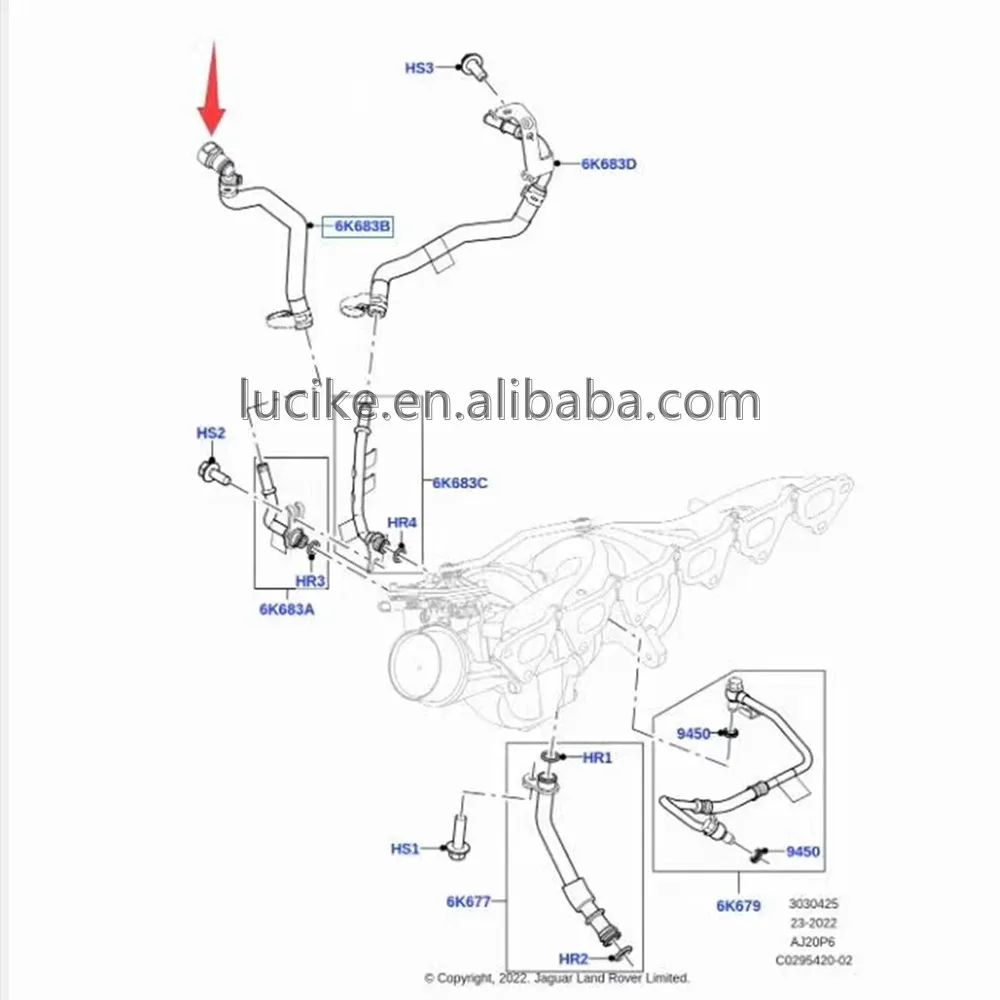 for Range Rover sport Defender LR5 3.0 i6 aj20p6 turbo petrol charger water pipe OEM LR135656