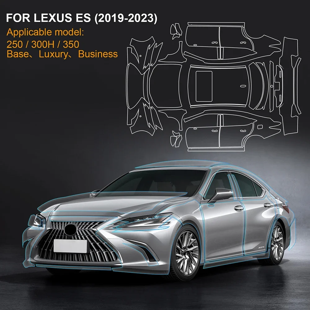 

Для Lexus ES 250 300H 350 2019-2023: Прозрачная предварительно вырезанная защитная пленка из ТПУ (8.5MIL), устойчивая к царапинам, комплект PPF