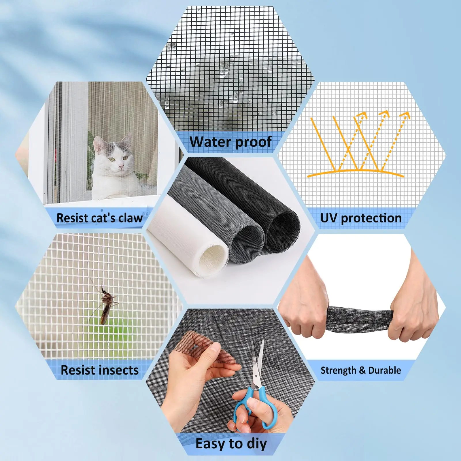 Easy Maintenance of Mesh Windows, Doors, and Sliding Screens on Terraces. Mesh Maintenance Is Environmentally Friendly and Clean
