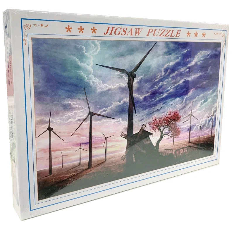 75*50cm Adult Paper Jigsaw Puzzle 1000PCS Spring Windmill Landscape Adults Stress Relief Children Educational Entertainment Gift