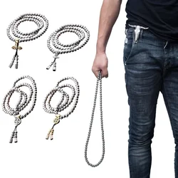 1PC Outdoor EDC 108 Buddha Beads Self Defense Whip Tactical EDC Hand Bracelet Necklace Steel Chain Personal Protection Supplies