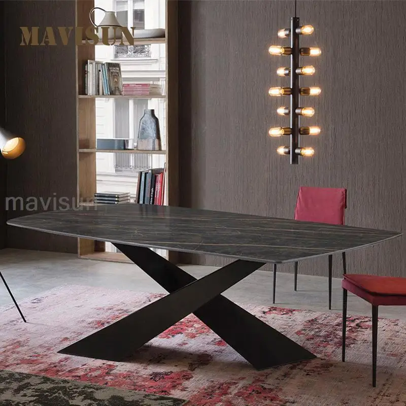 Modern Minimalist Dining Room Table 6 Chair High-End Kitchen Furniture For Large Apartment Light Luxury 2m Long Dining Table Set