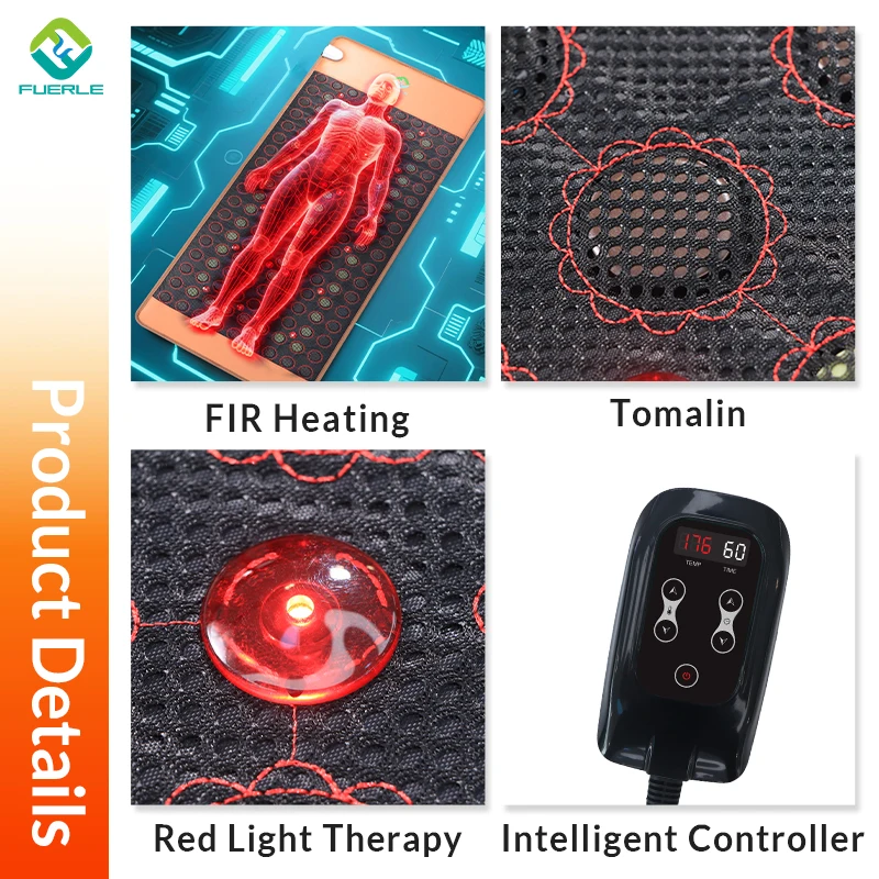 Fuerle Single Mattress Heating PEMF Mat With Tomalin Stone Professional Entropy Reduction Tomalin Stone FlR PEMF Mat