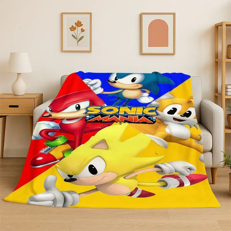 Classic Game S-Sonic Cartoon Soft Flannel Throw Blanket,Cozy Blanket for Bed,Couch,Sofa,Bedroom,Living Room,Travel,Picnic kids