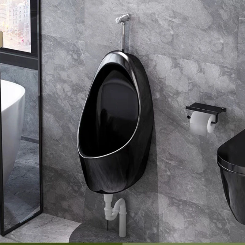 Black urinal, KTV, bar, restaurant, wall-mounted automatic induction flush, urinal, urinal, men, manual