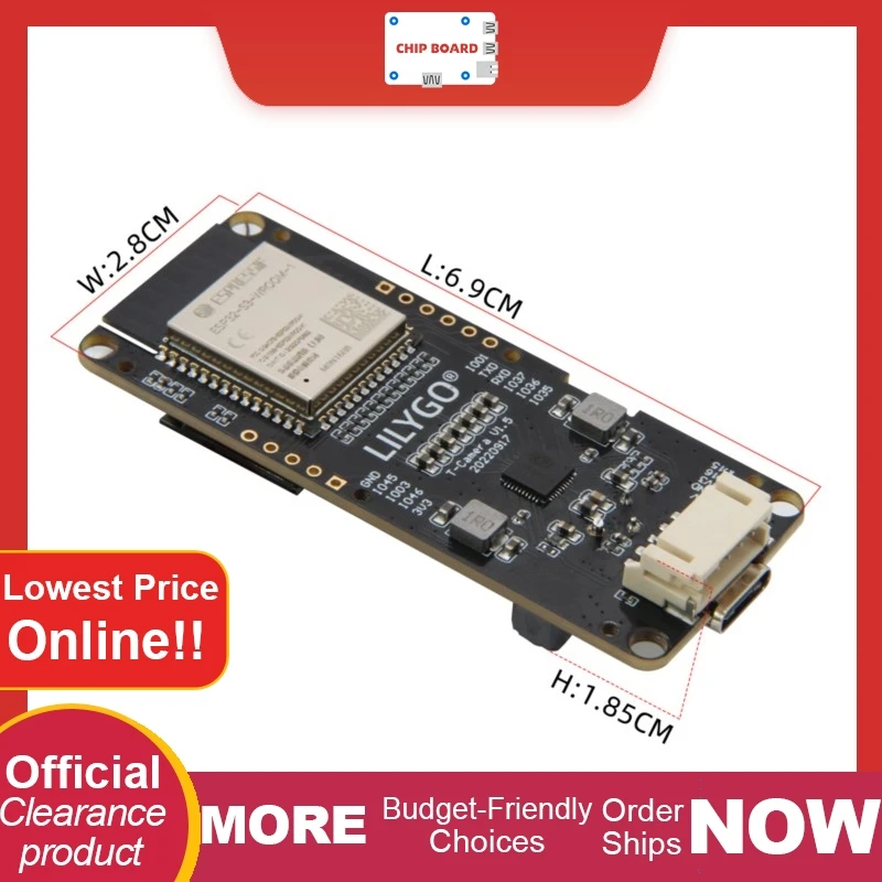 

T-Camera S3: ESP32-S3 camera with 2MP HD, 16MB flash, 0.96" OLED, mic, PIR, and PMU