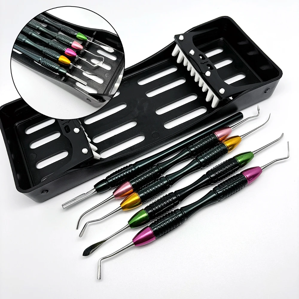 Dental Composite Resin Filling Spatula Aesthetic Restoration 5 types + disinfection box Restoration Instrument Dentist Tools