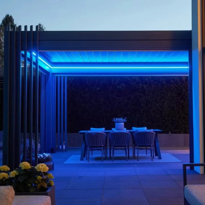 Waterproof Aluminium Bioclimatic Louver Pergola Gazebo with PVC Balcony & Garden Use Powder Coated Eco-Friendly