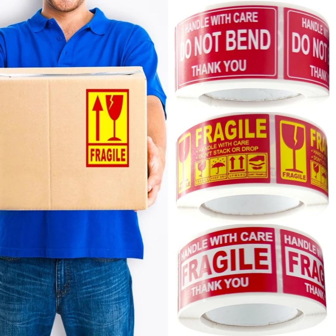 250pcs Fragile Stickers Warning Label Sticker Handle With Care Do Not Bend Thank You Adhesive Stickers For Shipping Packing