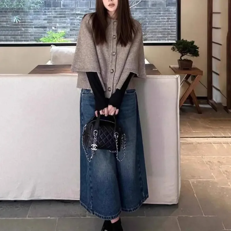 Pour les femmes mode vêtements de dessus pour femmes Cape en tricot Cardigan châle manteaux d'hiver manteau court Ponchos