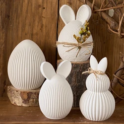 Easter Stripe Rabbit Silicone Candle Mold DIY Handmade Cute 3D Egg Bunny with Ears Plaster Resin Craft Mold Home Decor Supplies