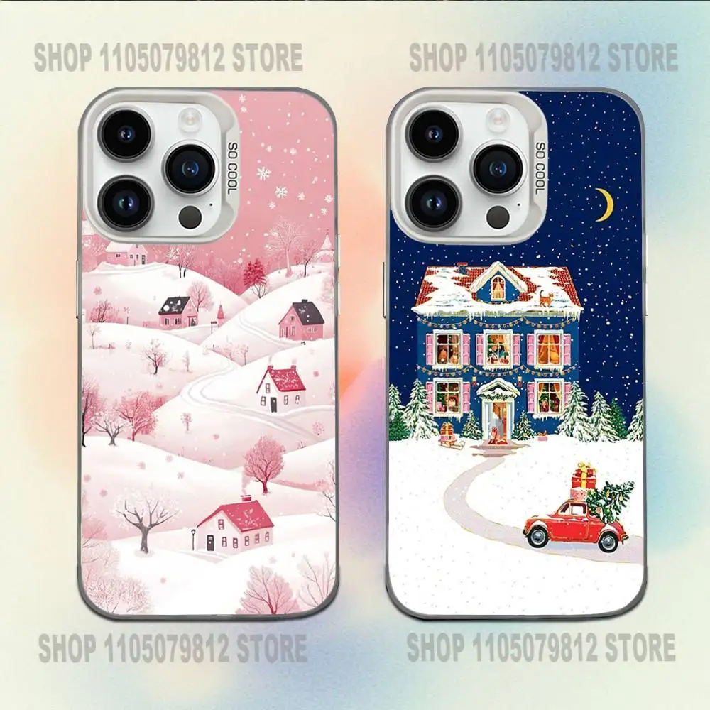 

Phone Case For iPhone 16,15,14,13,12,11,Mini,Pro,E,MAX Cartoon Christmas Style White Candy Matte Shockproof Cover