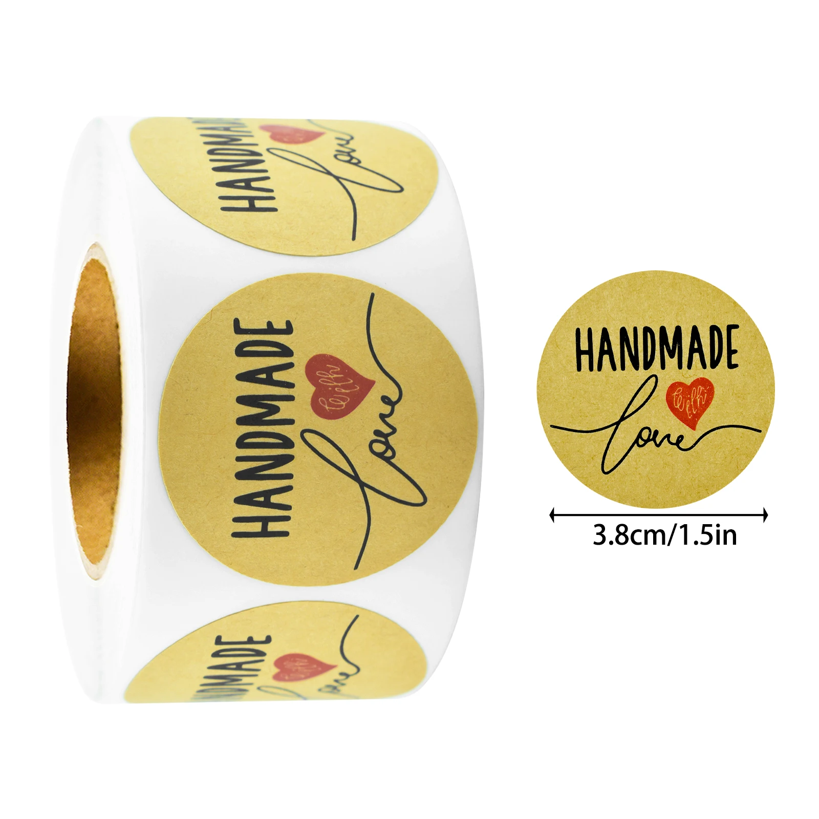 250Pcs 3.8Cm/1.5In Kraft Paper Heart-Shaped Handmade Label Stickers, Decorative Label Stickers for Packaging Boxes, Small Business Product Packaging Stickers, Gift Box Decorative Packaging Labels, Party Gift Decoration Stickers, Envelope Sealing Decoration Stickers