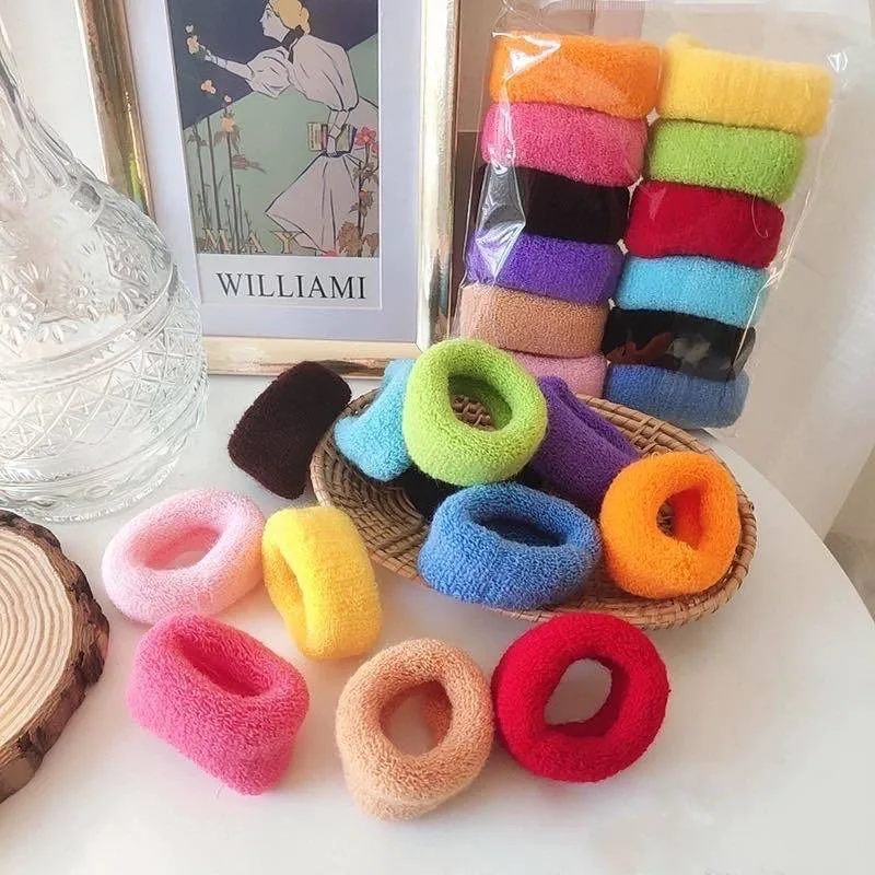 12pcs for Women and Girls Black Soft Elastic Cotton Sponge Elastic Wide and Thick Hair Elastic Ponytail Hair Accessories
