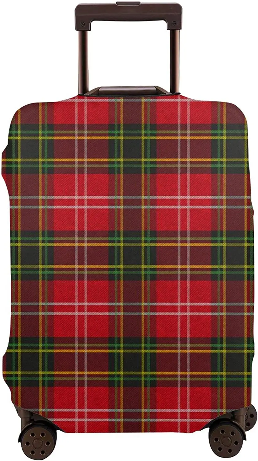 Luggage Cover Tartan Plaid Thickened Elastic Travel Suitcase Protector Red Green Washable Baggage Gear Covers