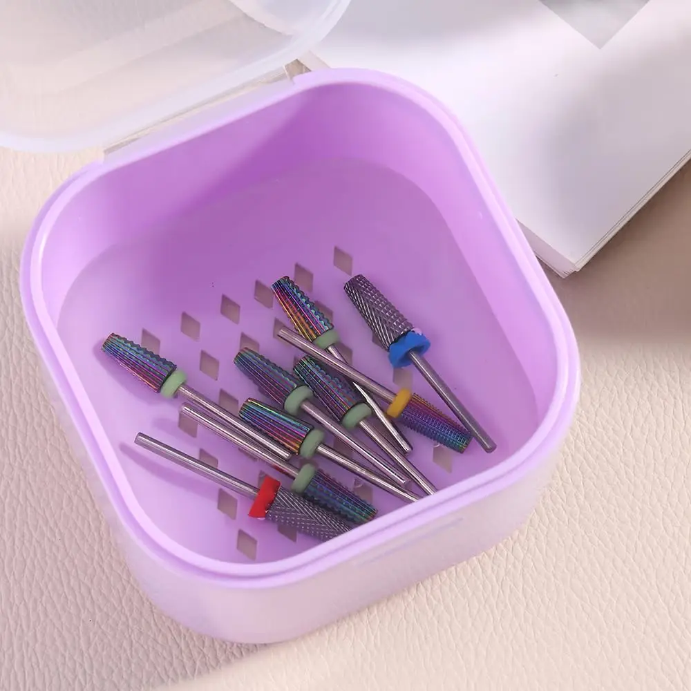Square Double-Layer Filtering Nail Drill Bits Soaking Disinfection Box Nail Tools Storage Case Manicure Brush Cleaning Container