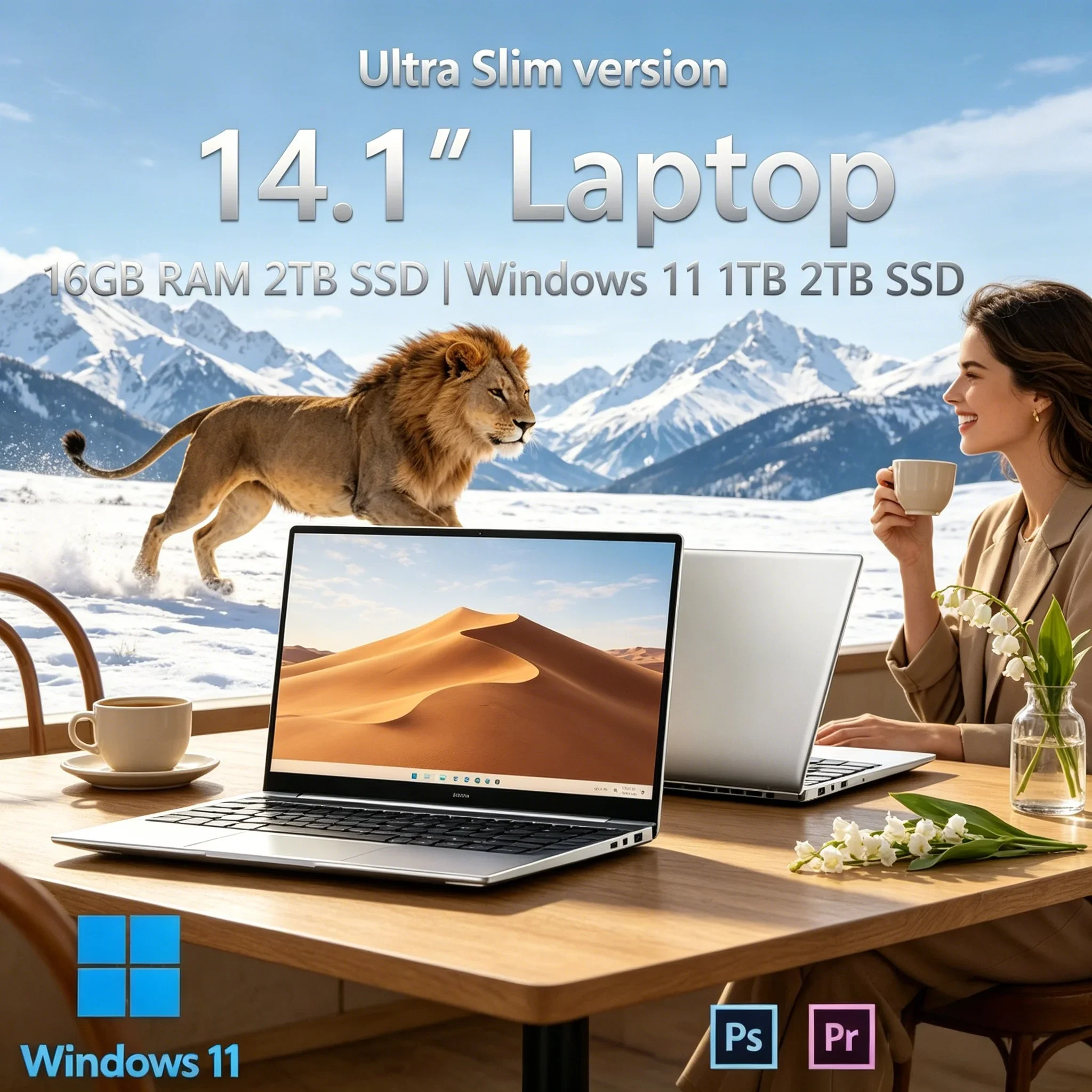 

Hot Sale Ultra Thin Laptop 14.1'' Intel 4405U 16GB RAM Mass Storage 2TB SSD Daily Working Notebook