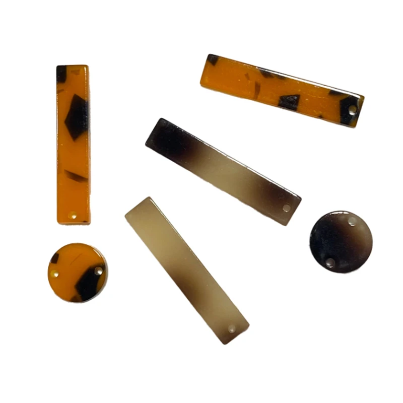 10 Piece New Acetic Acid Leopard Round Bar Geometric Acrylic Beads Charm Connectors Diy Hair Jewelry Making Resin Acessories