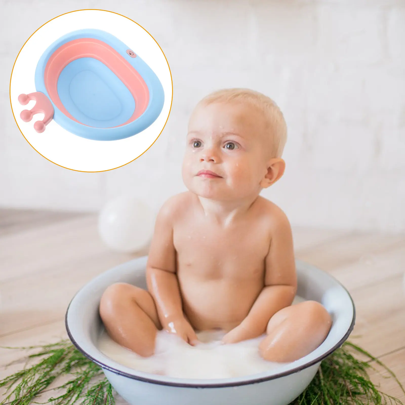 

1 шт. Складной портативный таз для умывания из ПП с мультяшным дизайном в виде короны и милого котика, дорожная ванна