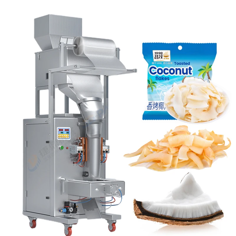 Automatic Coconut Chips Potato Chips Snacks Filling And Weighting Packaging Packing Machine With Nitrogen