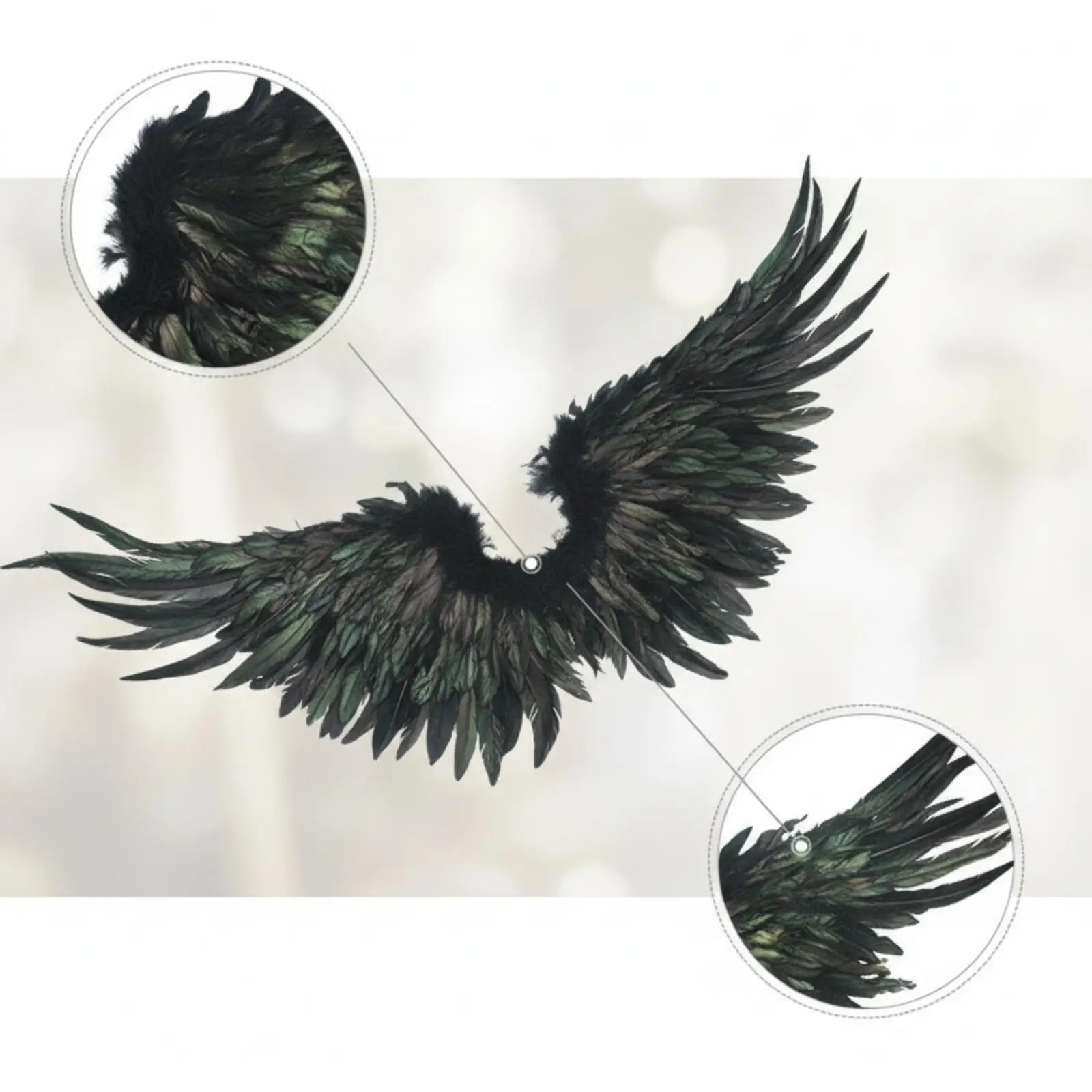 Stage Performance Black Angel Wings Costume Prop for Women Cosplay Feather Shoulder Straps Large 140cm Dramatic Halloween