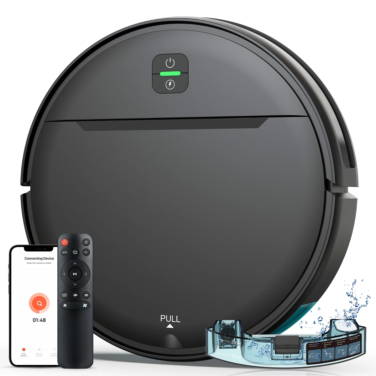 Omeser, Robot Aspirador con Succión de 8000Pa, Control por WiFi/Alexa/APP/Bluetooth, Limpieza Personalizable, Inteligente para el Hogar