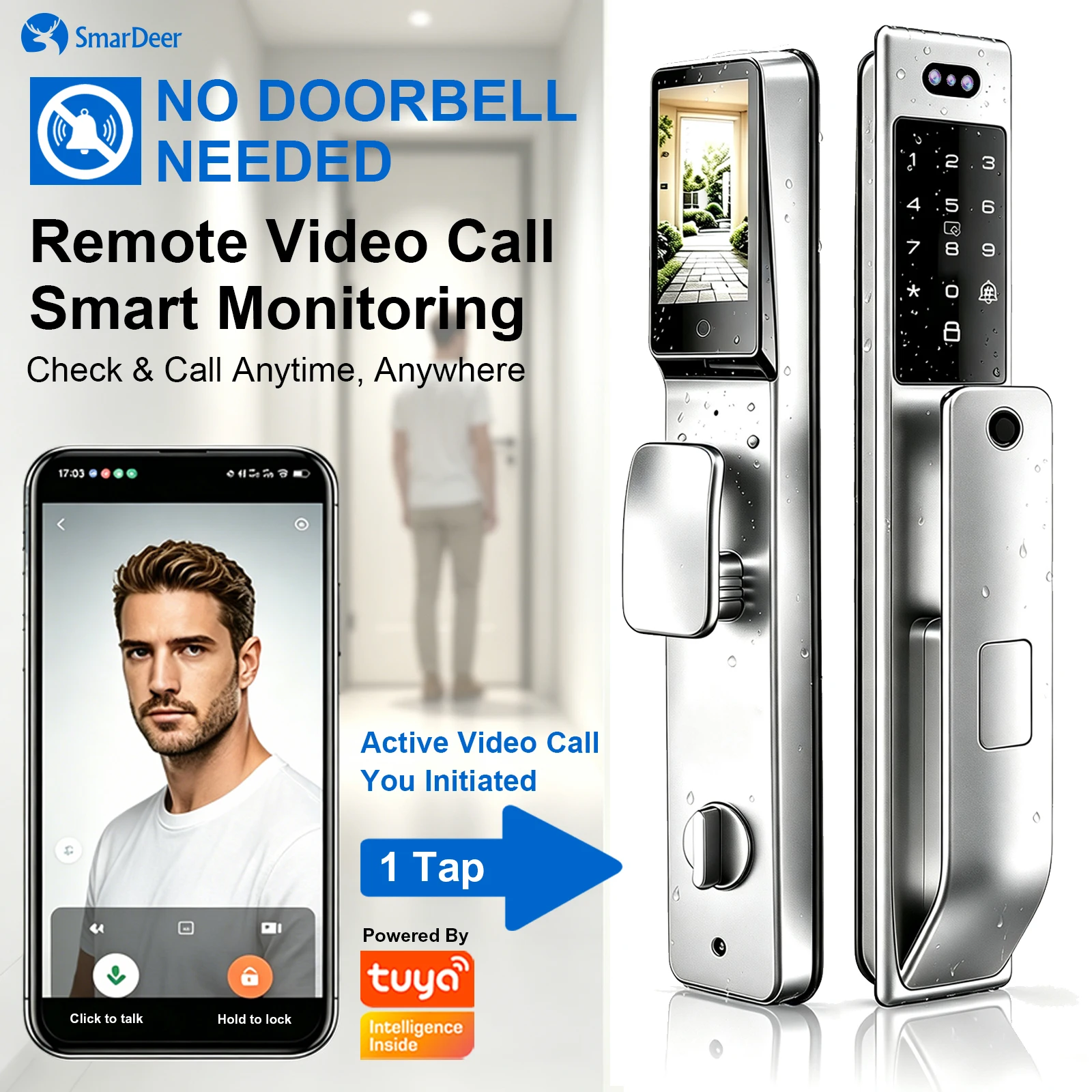 3D Face Recognition & Palm Vei - Video Door Lock With Camera Peephole review and price