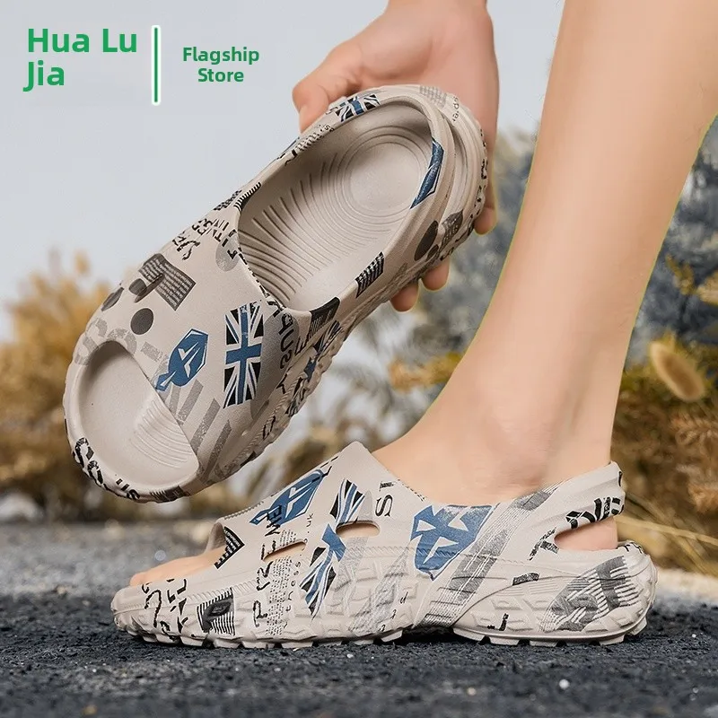 Men's Summer Outdoor Sports Sandals Anti-Slip Wear-Resistant Beach Walking Fishing Water Shoes Low Top Korean Style EVA