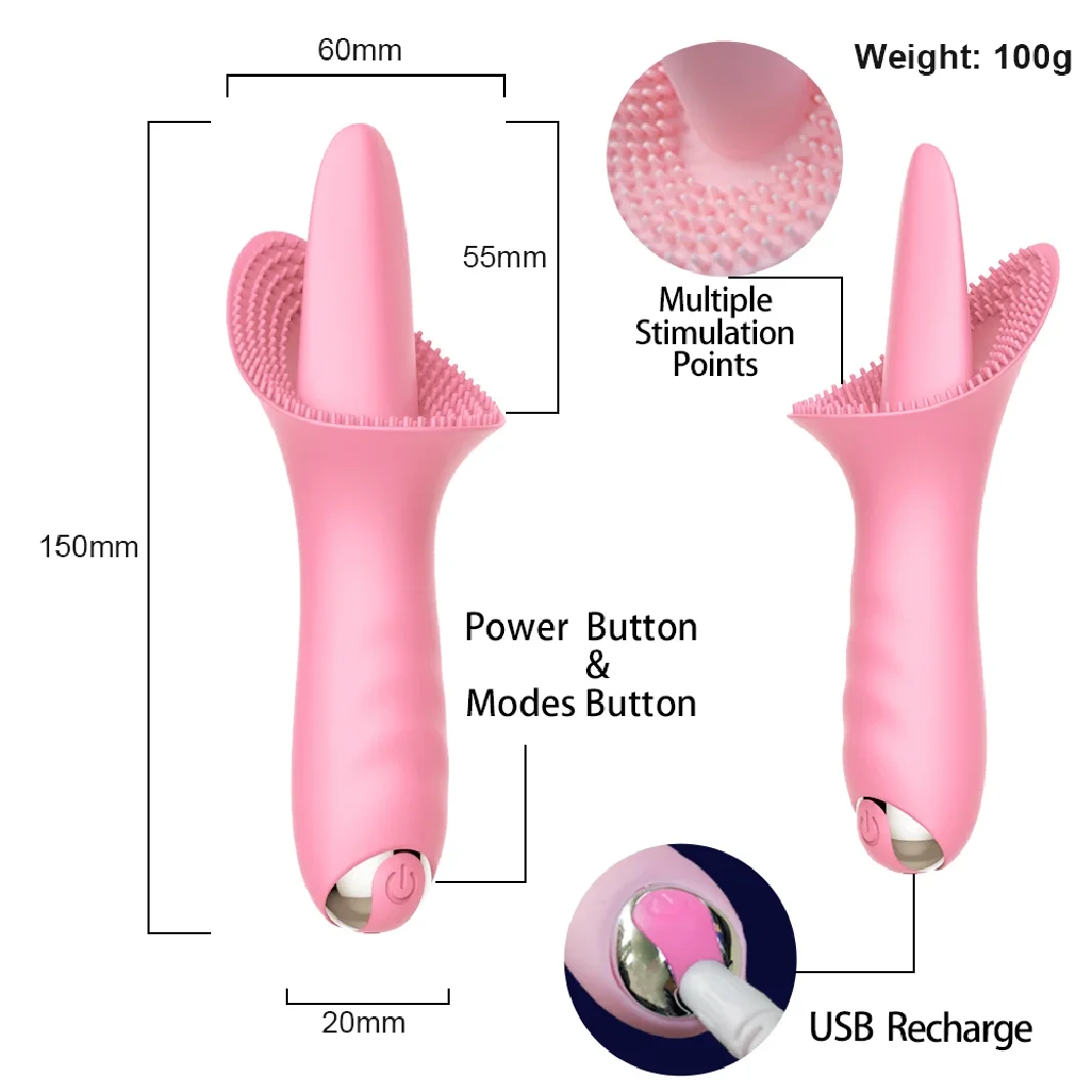 Vibratore per leccare la lingua del clitoride a 10 velocità Stimolatore del punto G Massaggiatore anale e capezzolo Macchina erotica per il benessere sessuale delle donne